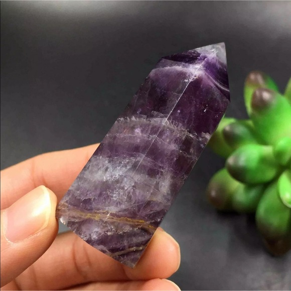 Two Fluorite gemstone towers green and purple - Picture 4 of 8